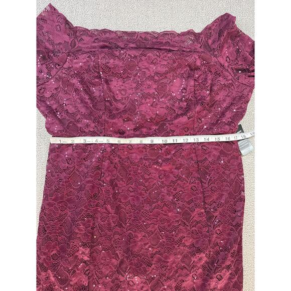 NWT Torrid Dress Size 18 Off the Shoulder Lace Sequin Cocktail Holiday Burgundy - Picture 8 of 11